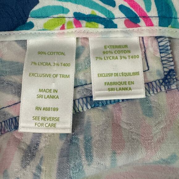 LILLY PULITZER Pants 8 Kelly Textured Ankle Length Skinny Indigo Palm Reader - Picture 10 of 13